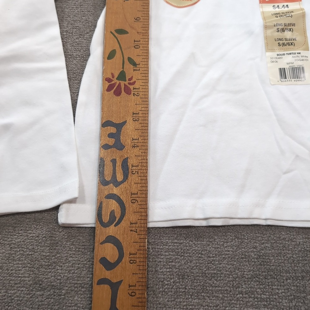 Faded Glory Girls Turtleneck Shirt S 6/6x White Stretch Long Sleeve NWT Vintage‎ - Picture 5 of 6